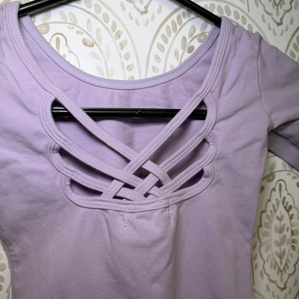 Arshiner Girls Lavender Long Sleeve Rhinestone Ballet Dance Leotard Dress 130 S - Picture 5 of 7